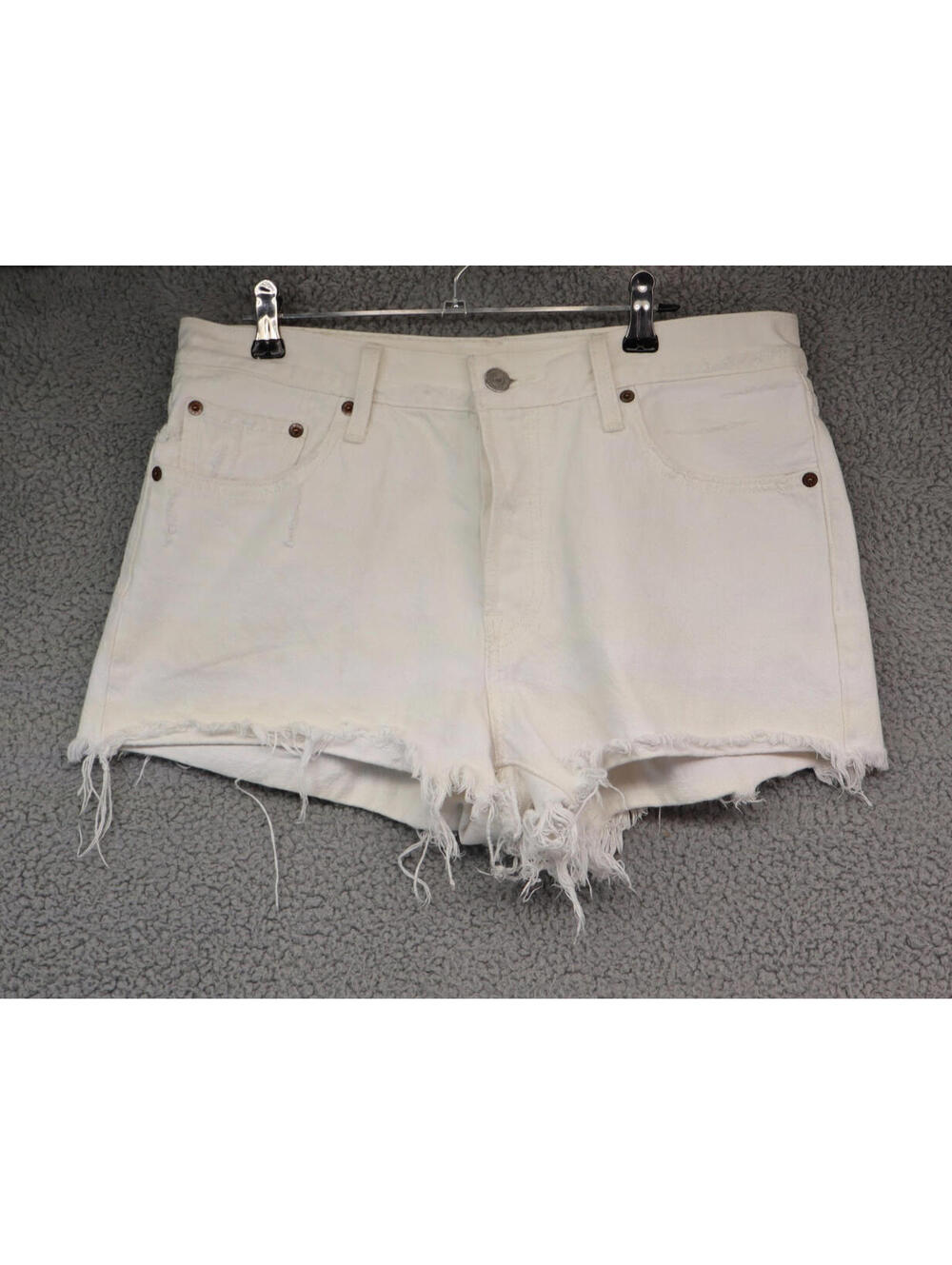 Levis 501 Cut Off Shorts White Denim Summer Womens 30